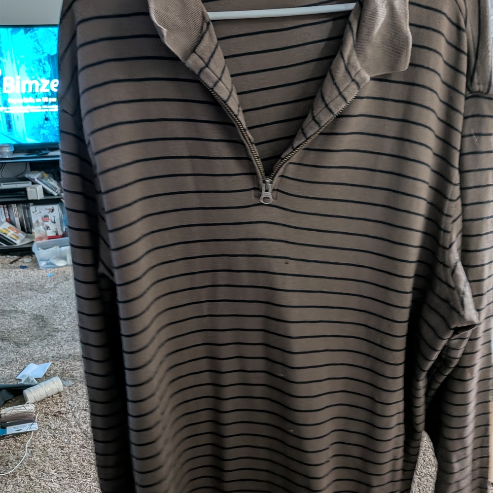 Daniel Cremieux Men's 1/3 Zip Up Sweater - Brown Stripes